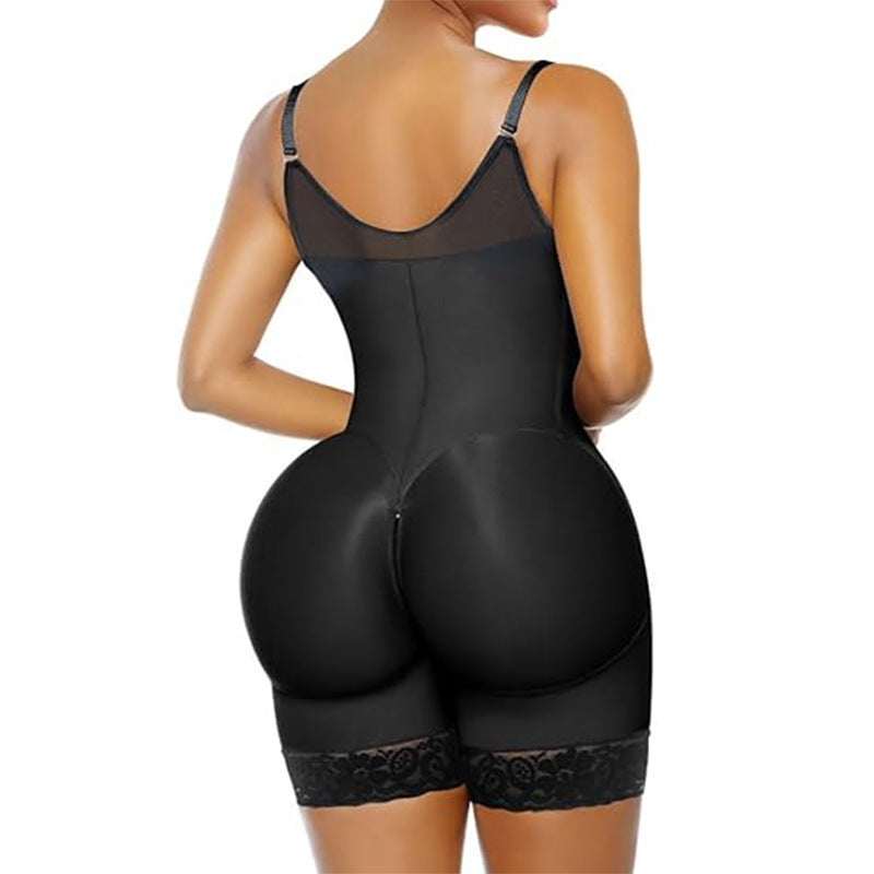 Mesh Corset Leotard with Zipper Detail