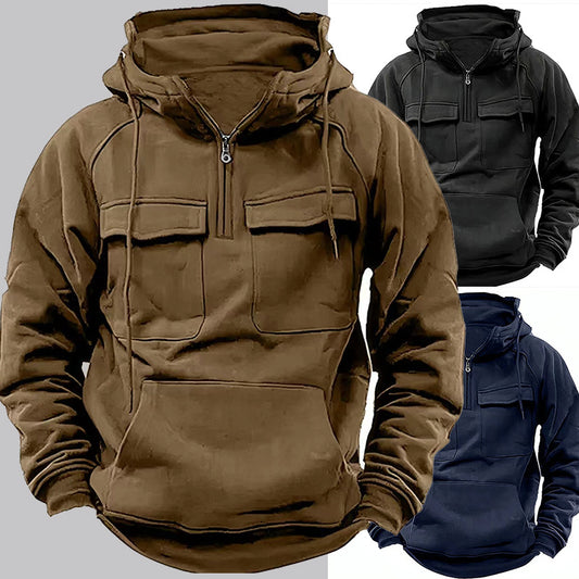 Men's Zip-Up Hoodie with Drawstring