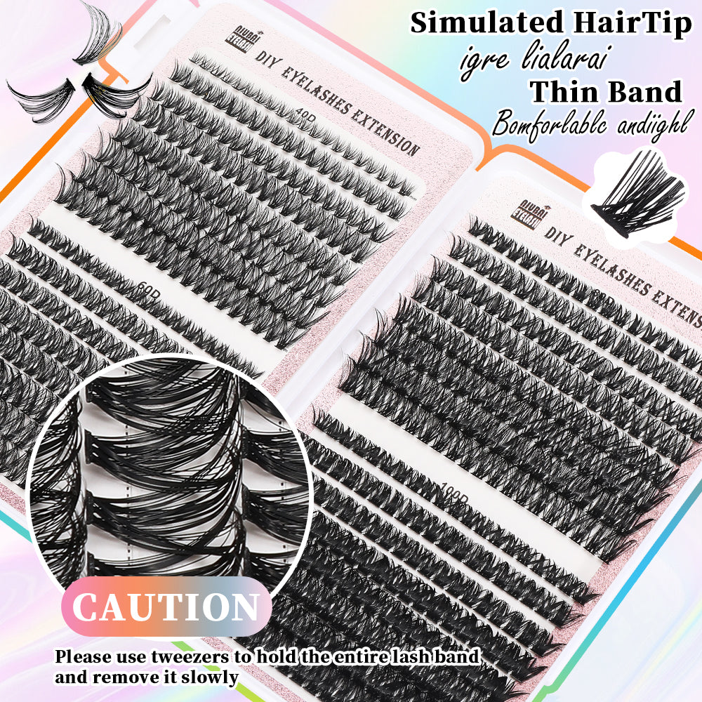 Premium Cluster Lash Set – 640 Segmented Lashes in 32 Rows