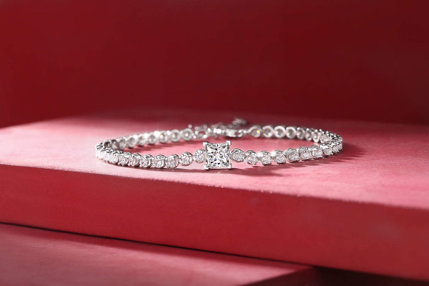 Rubik's Cube - S925 Platinum Plated Moissanite Bracelet Set