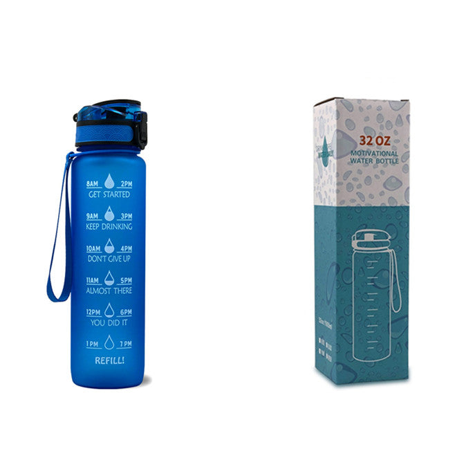 Water Bottle  1L with Time Marker - Leakproof Sports Bottle with Bounce Cover
