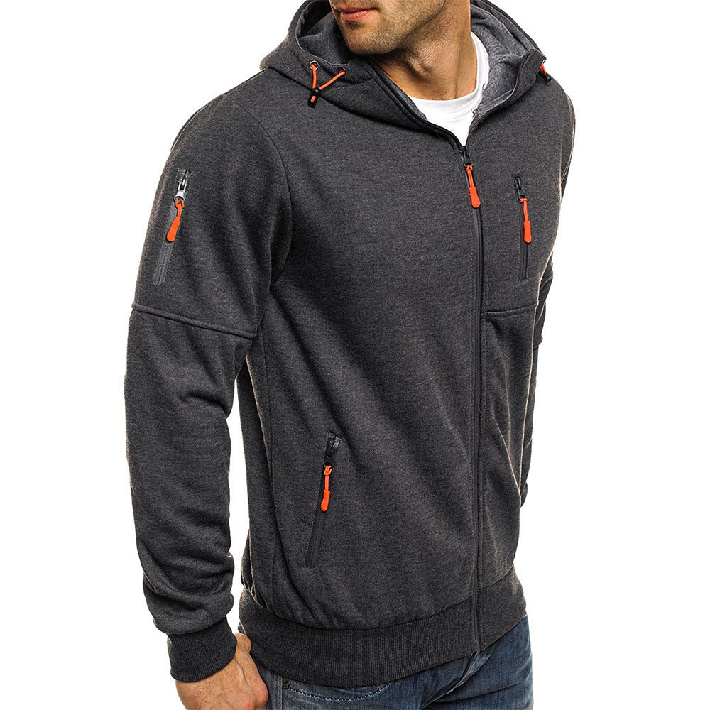 Men's Zip-Up Hooded Sports Jacket