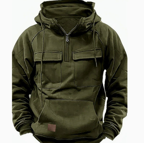 Men's Zip-Up Hoodie with Drawstring