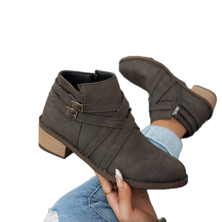 Retro Style Fashionable Ankle Boots