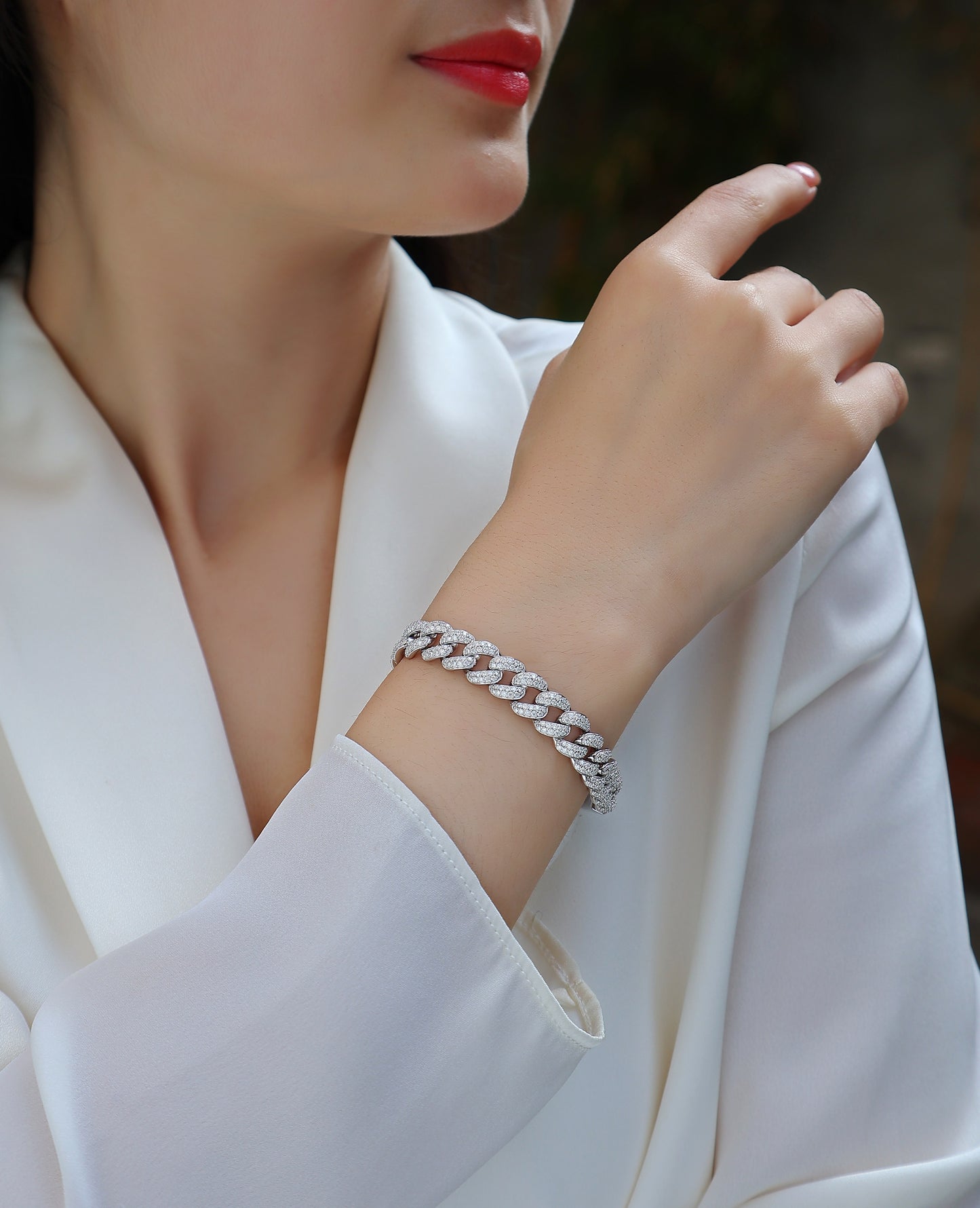 Red Glow Orange Light - S925 Platinum Plated Moissanite Bracelet Set