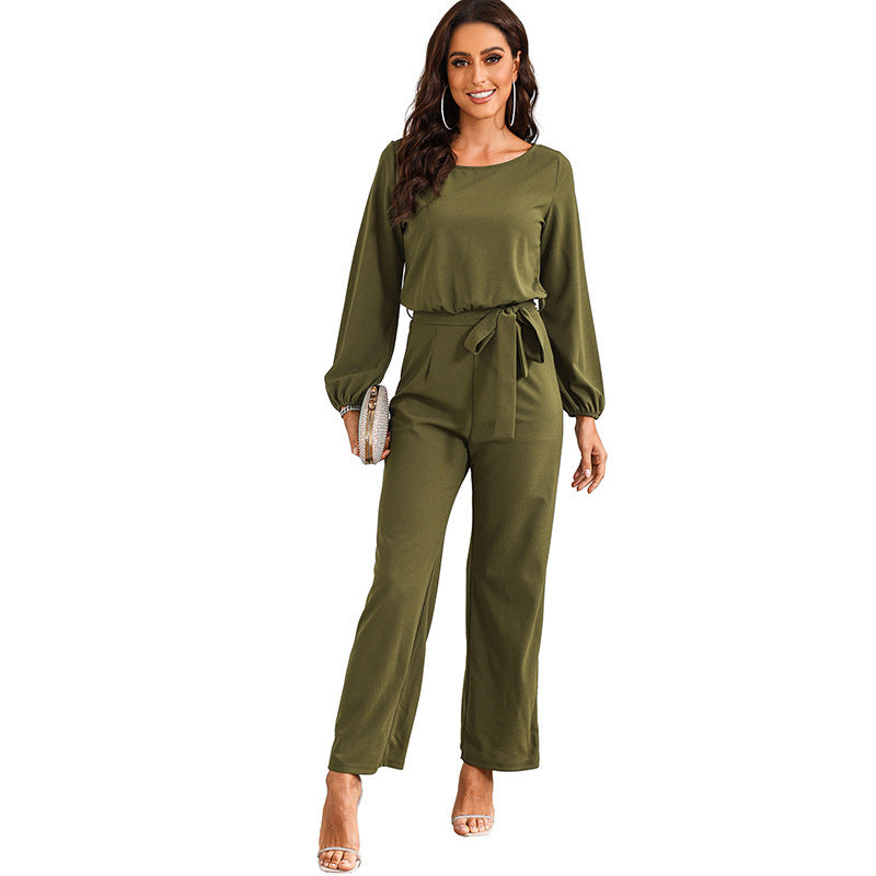 Combinaison pull femme ajustée à lacets et manches longues