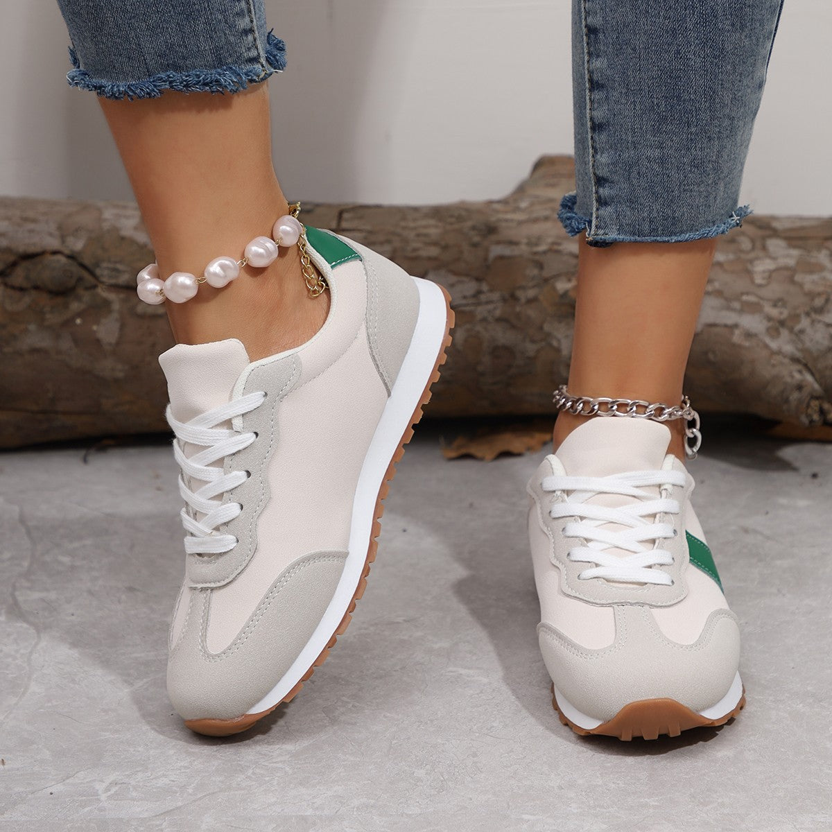 Women's Thick Sole Platform Sneakers - Casual Lace-Up Round Toe Elevating Shoes