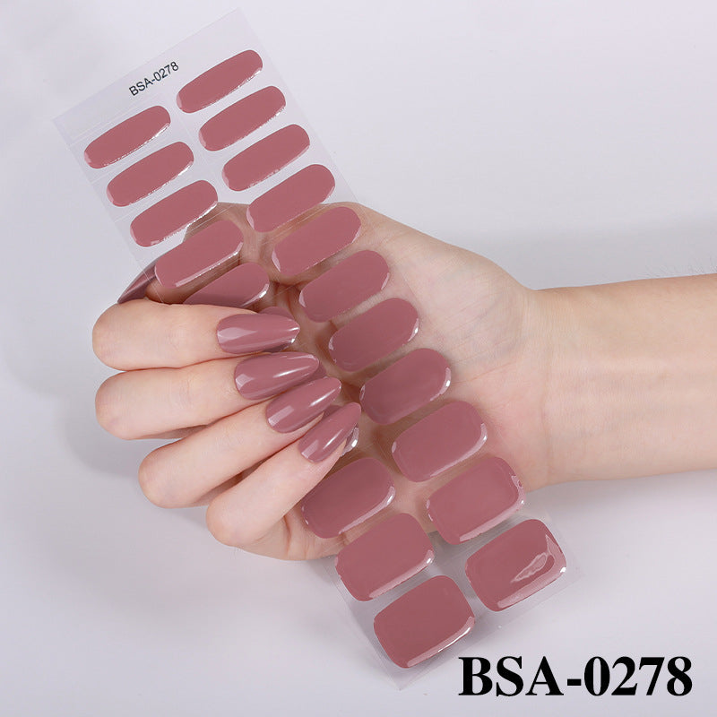 Solid Color Gel Nail Stickers – No-Bake Shimmer Appliqués