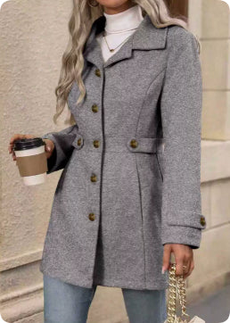 Women's Elegant Single-Breasted Wool Coat
