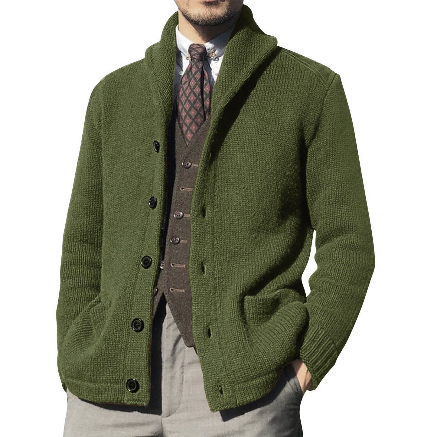 Men's Long Sleeve Knit Cardigan