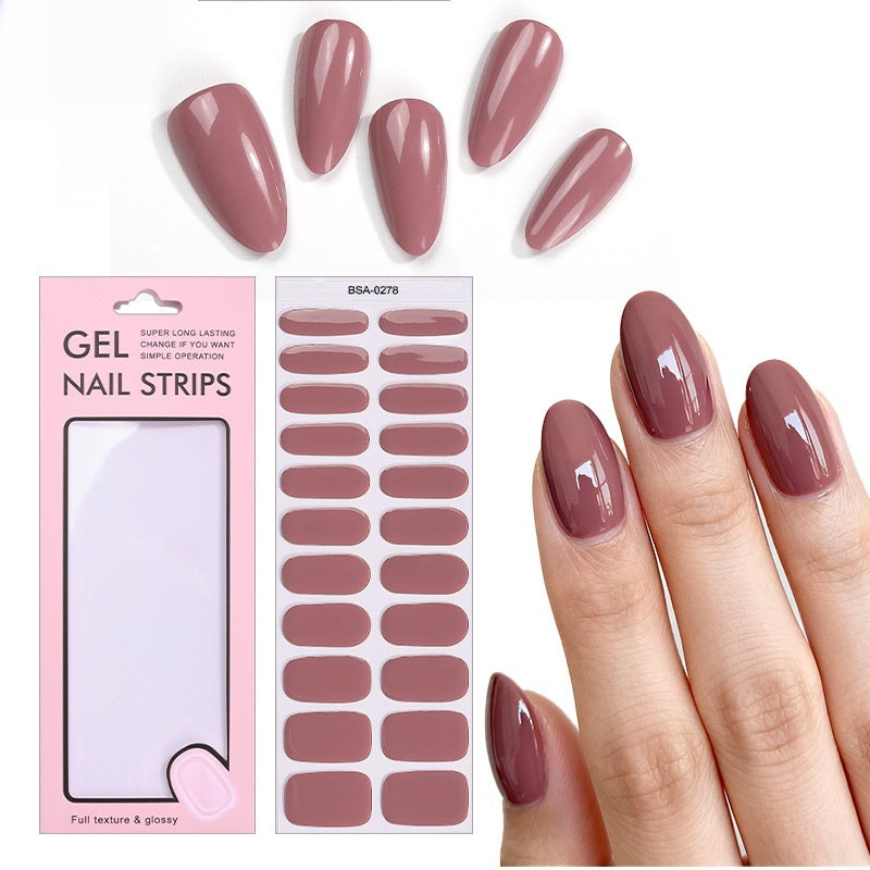 Solid Color Gel Nail Stickers – No-Bake Shimmer Appliqués