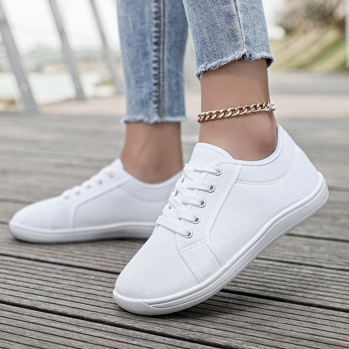 Unisex White Canvas Sneakers - Soft-Sole Comfort Shoes for Couples & Everyday Wear