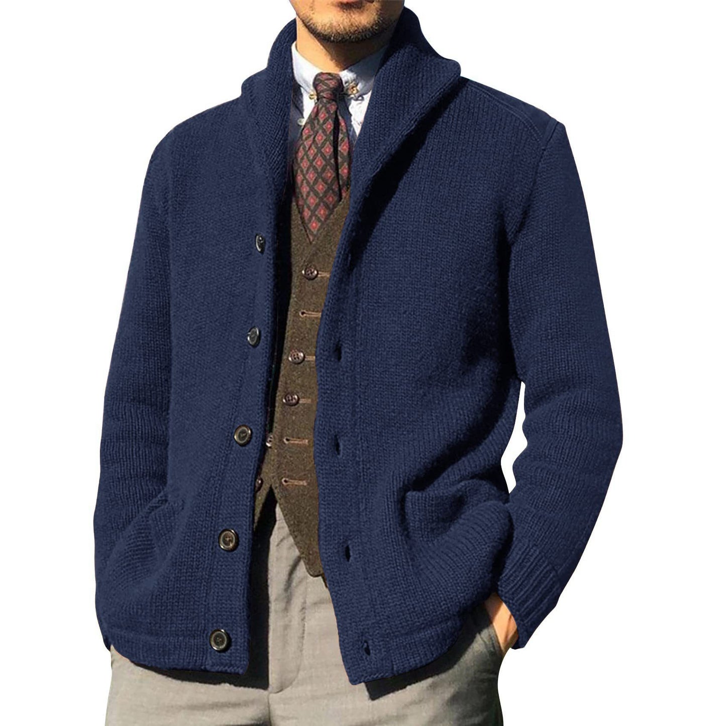Men's Long Sleeve Knit Cardigan