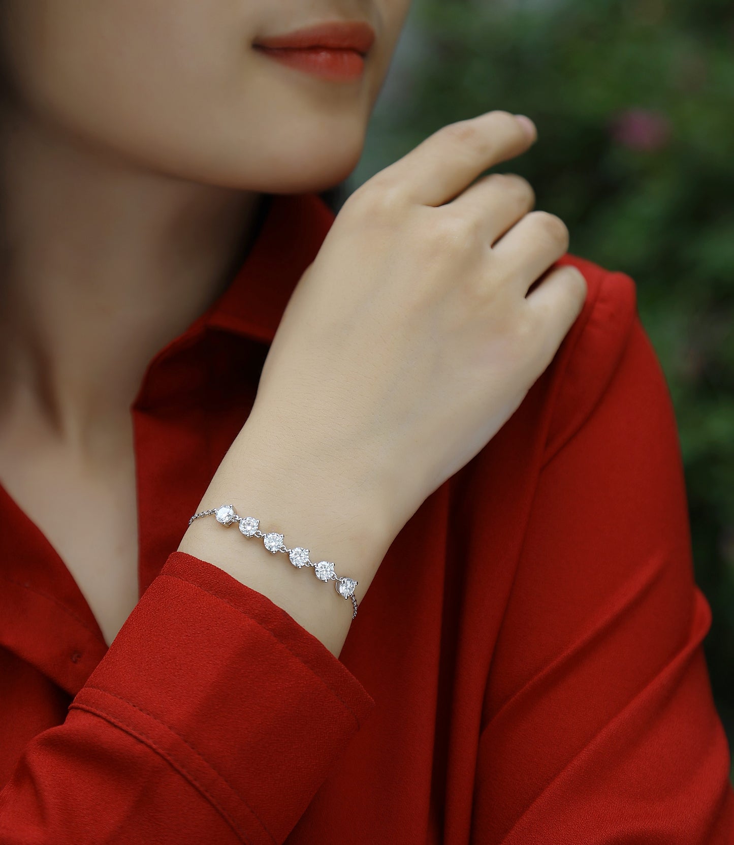 Dreamy Beauty Permeates - S925 Platinum Plated Moissanite Bracelet Set