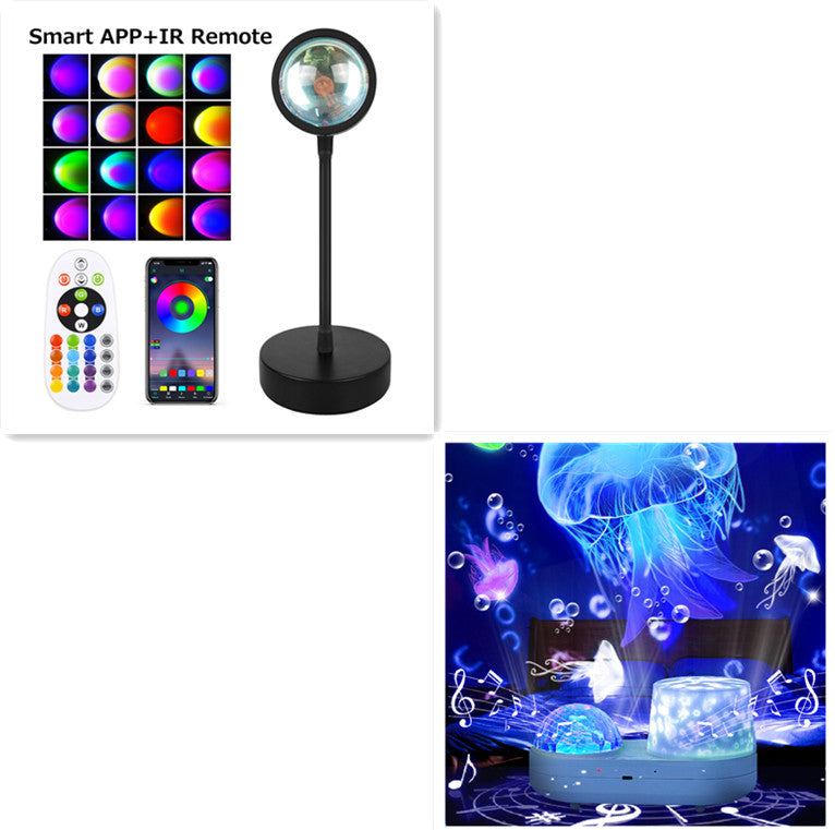 Sunset Projection Lamp - Rotating Rainbow Night Light for Wall Decoration