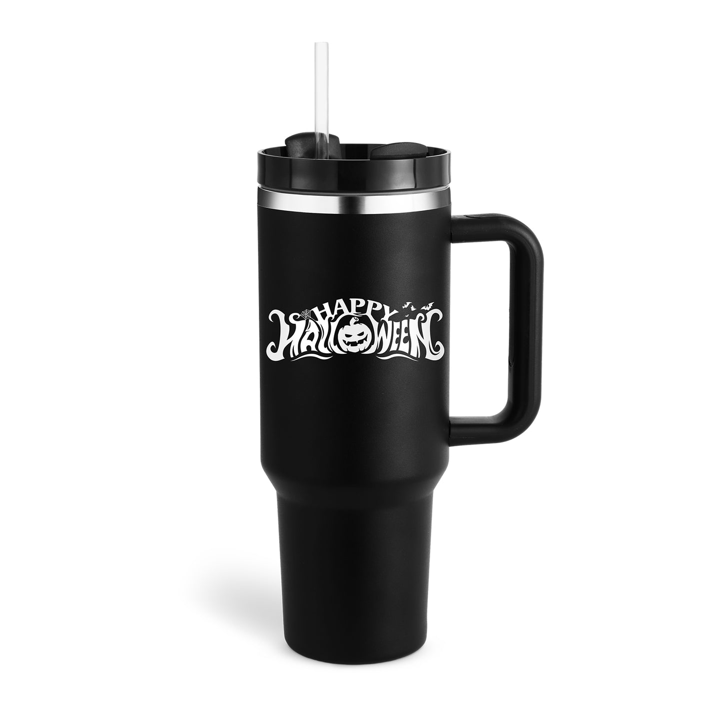 40oz Insulated Stainless Steel Tumbler with Handle & Straw - Spill-Proof Travel Mug