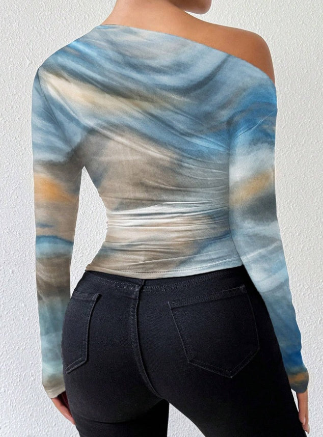 T-shirt à manches longues imprimé pour femme