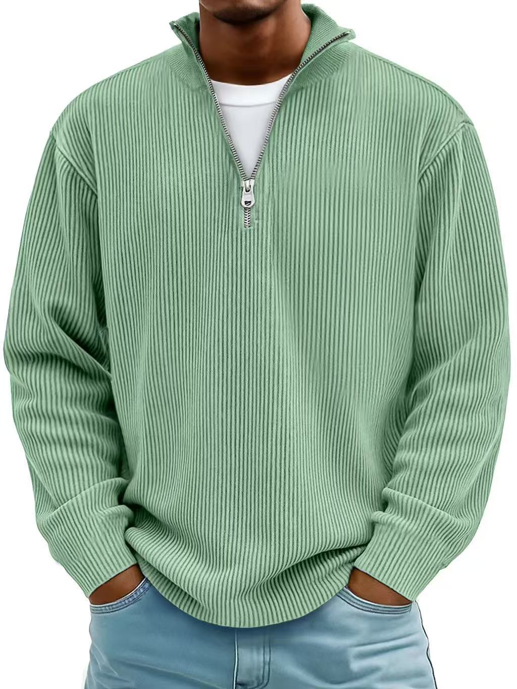 Men's Corduroy Zip Stand Collar Sweatshirt