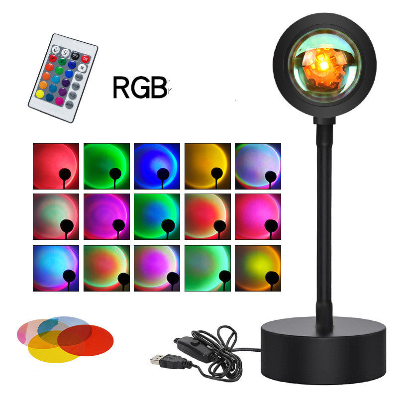 Sunset Projection Lamp - Rotating Rainbow Night Light for Wall Decoration