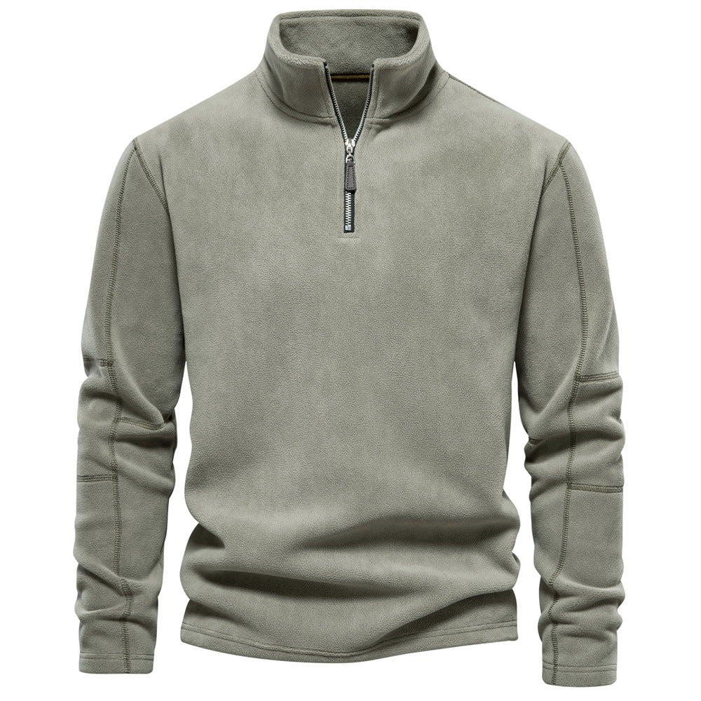 Men's Fleece-Lined Zip Stand Collar Sweatshirt