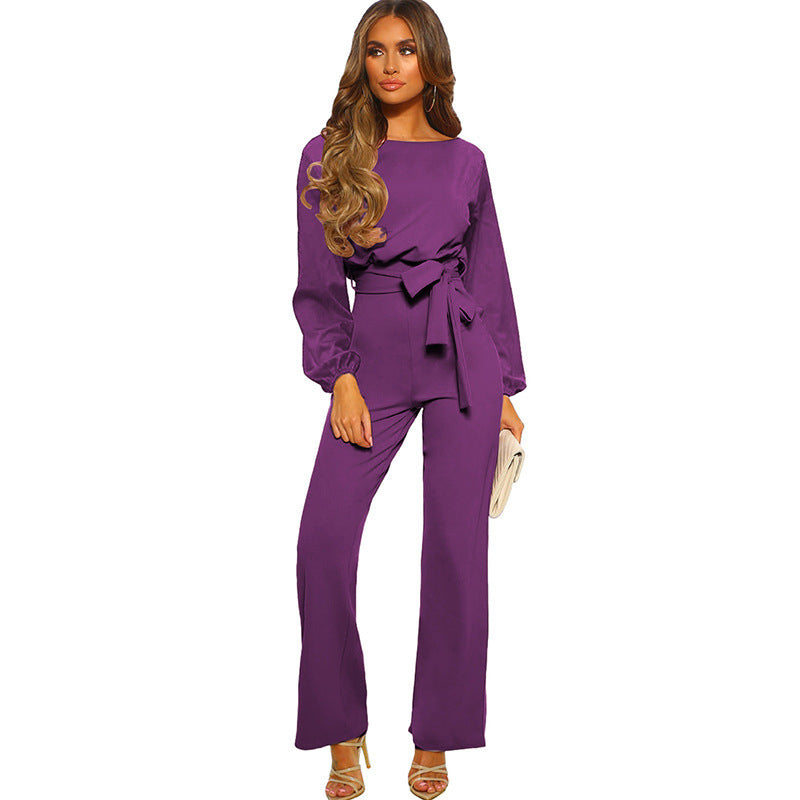 Combinaison pull femme ajustée à lacets et manches longues