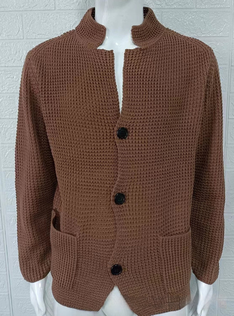 Men's Slim Fit Stand Collar Knit Cardigan