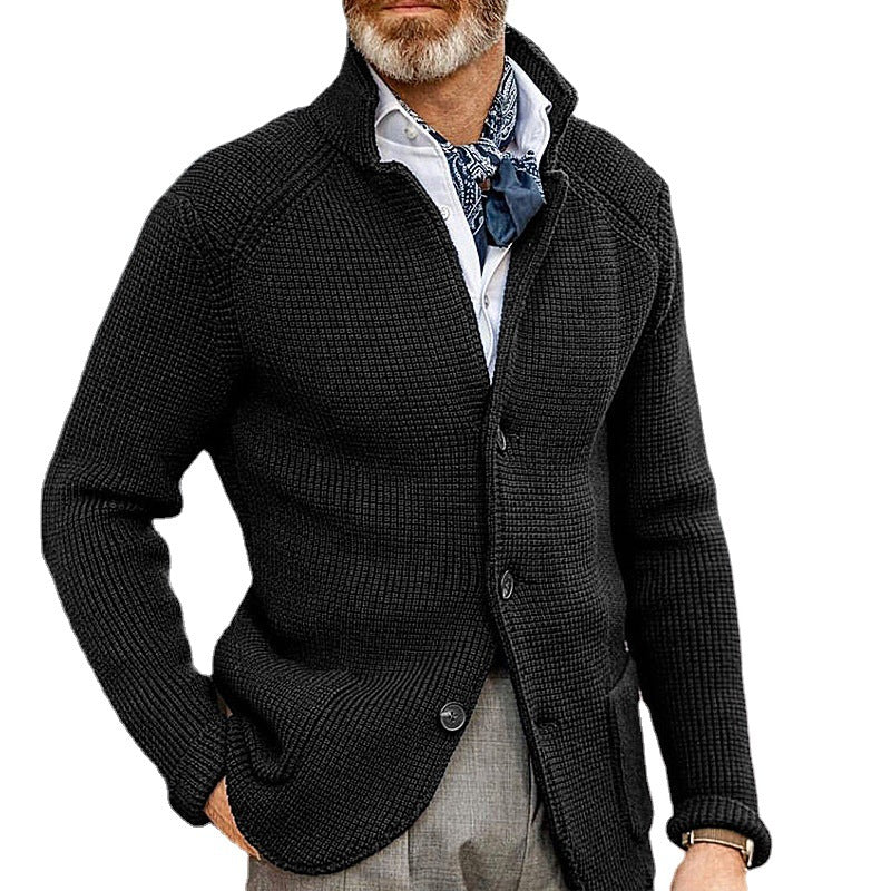 Men's Slim Fit Stand Collar Knit Cardigan