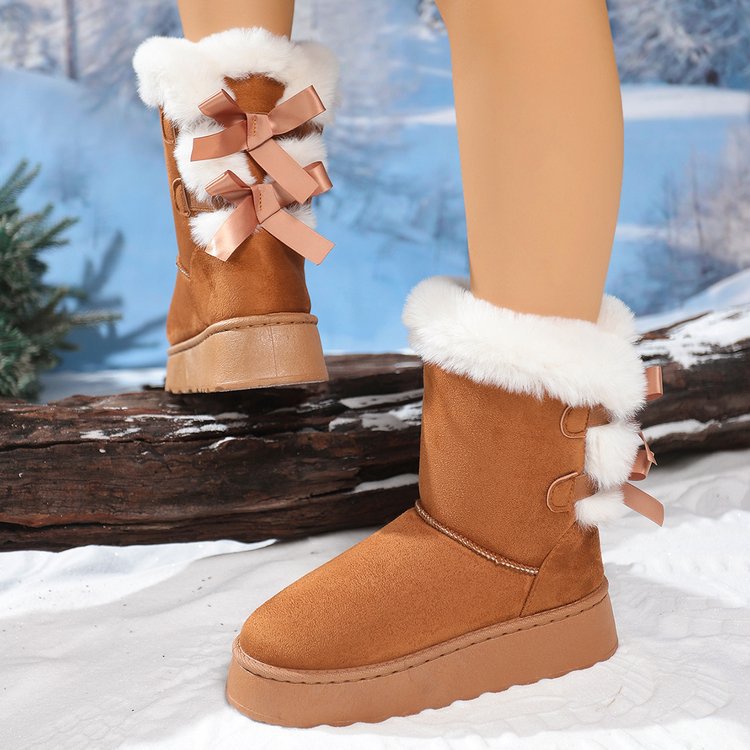 Belles bottes chaudes en peluche pour femmes