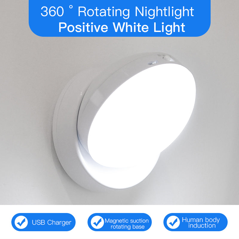 Veilleuse à détecteur de mouvement rotatif - Lumière LED pour couloir, garage et armoire