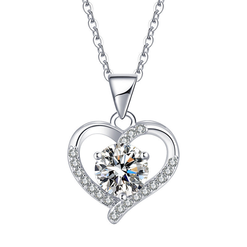 Love Design Silver Necklace Earrings Ring Suit Women