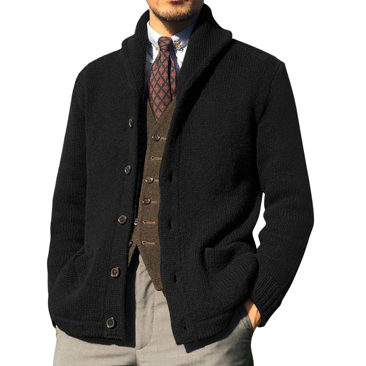 Men's Long Sleeve Knit Cardigan
