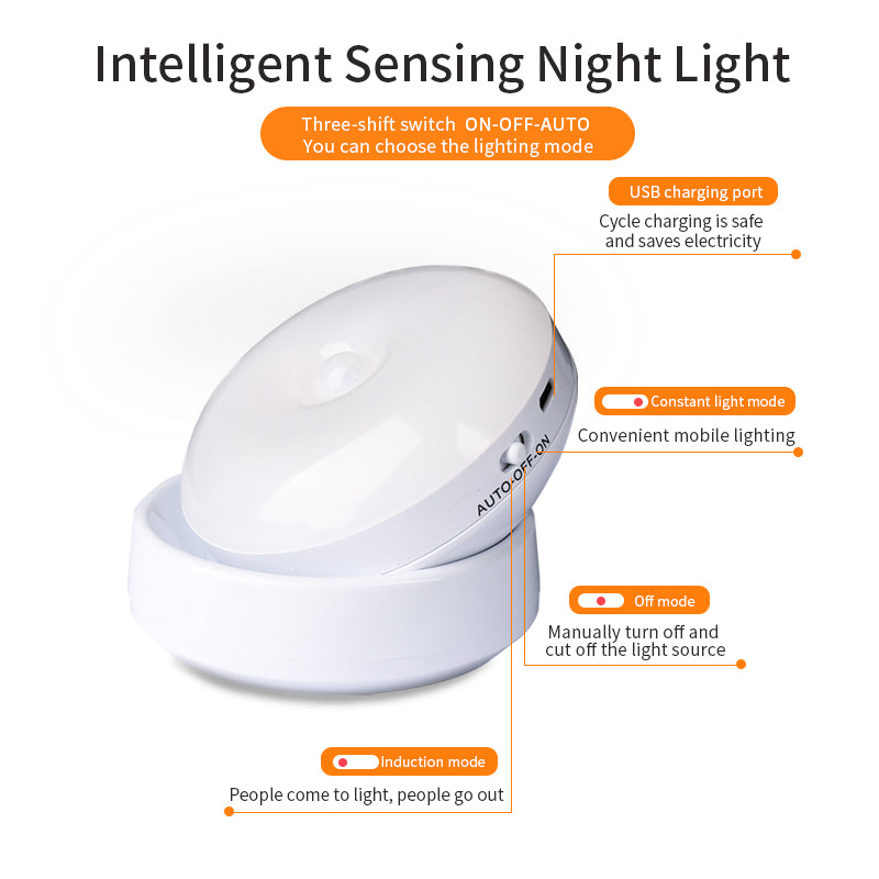 Veilleuse à détecteur de mouvement rotatif - Lumière LED pour couloir, garage et armoire