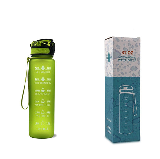 Water Bottle  1L with Time Marker - Leakproof Sports Bottle with Bounce Cover
