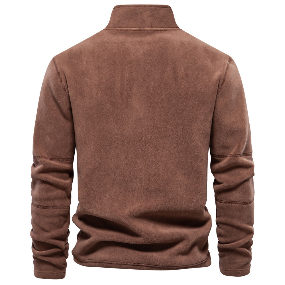 Men's Fleece-Lined Zip Stand Collar Sweatshirt