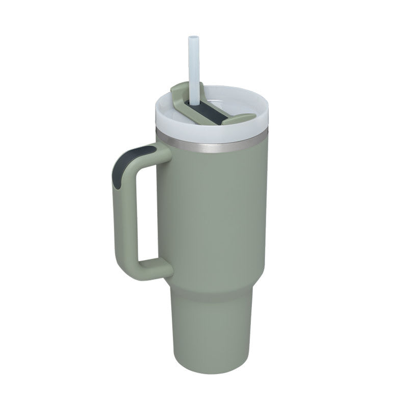 40oz Insulated Stainless Steel Tumbler with Handle & Straw - Spill-Proof Travel Mug