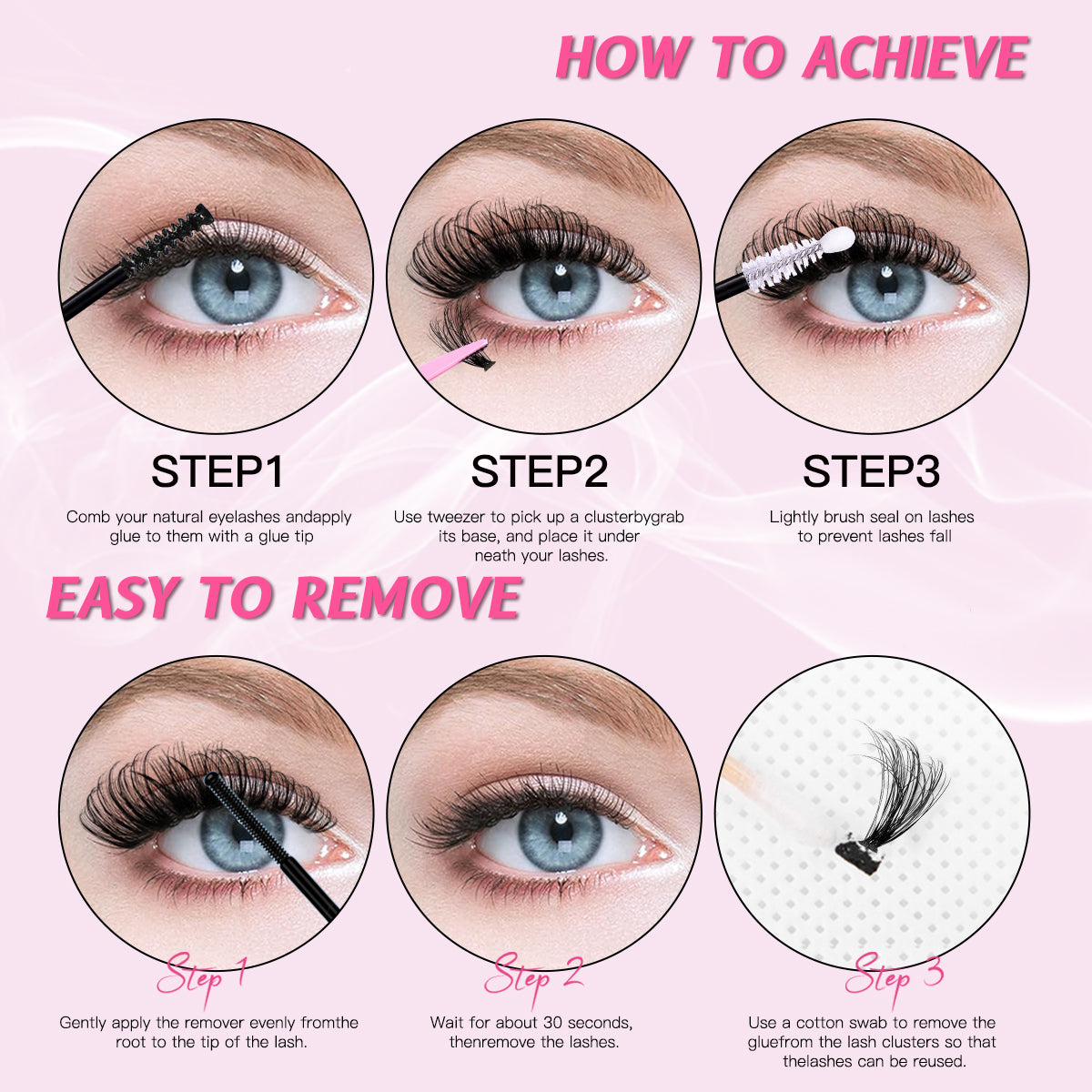 Premium Cluster Lash Set – 640 Segmented Lashes in 32 Rows