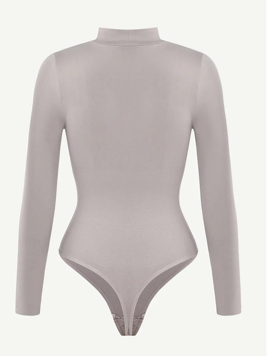 Eco-Friendly Seamless Turtleneck Bodysuit with Long Sleeves