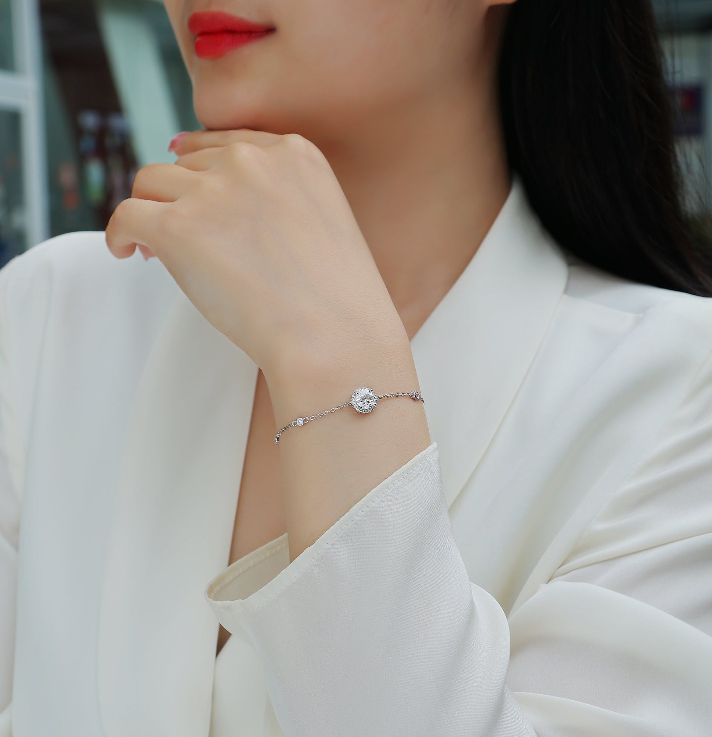 Harmonious And Brilliant - S925 Platinum Plated Moissanite Bracelet