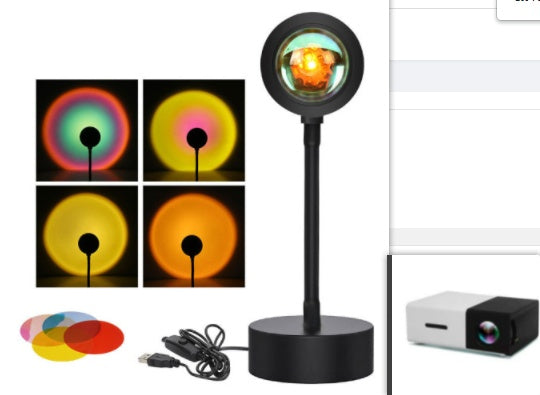 Sunset Projection Lamp - Rotating Rainbow Night Light for Wall Decoration