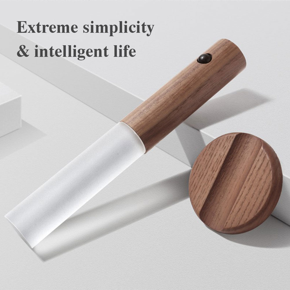 Magnetic Wooden LED Night Light with Motion Sensor - USB Rechargeable Wall Light