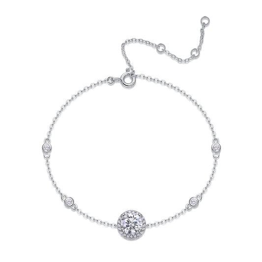 Harmonious And Brilliant - S925 Platinum Plated Moissanite Bracelet