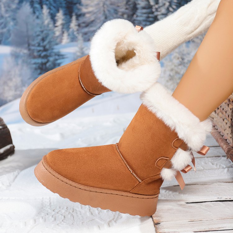 Belles bottes chaudes en peluche pour femmes