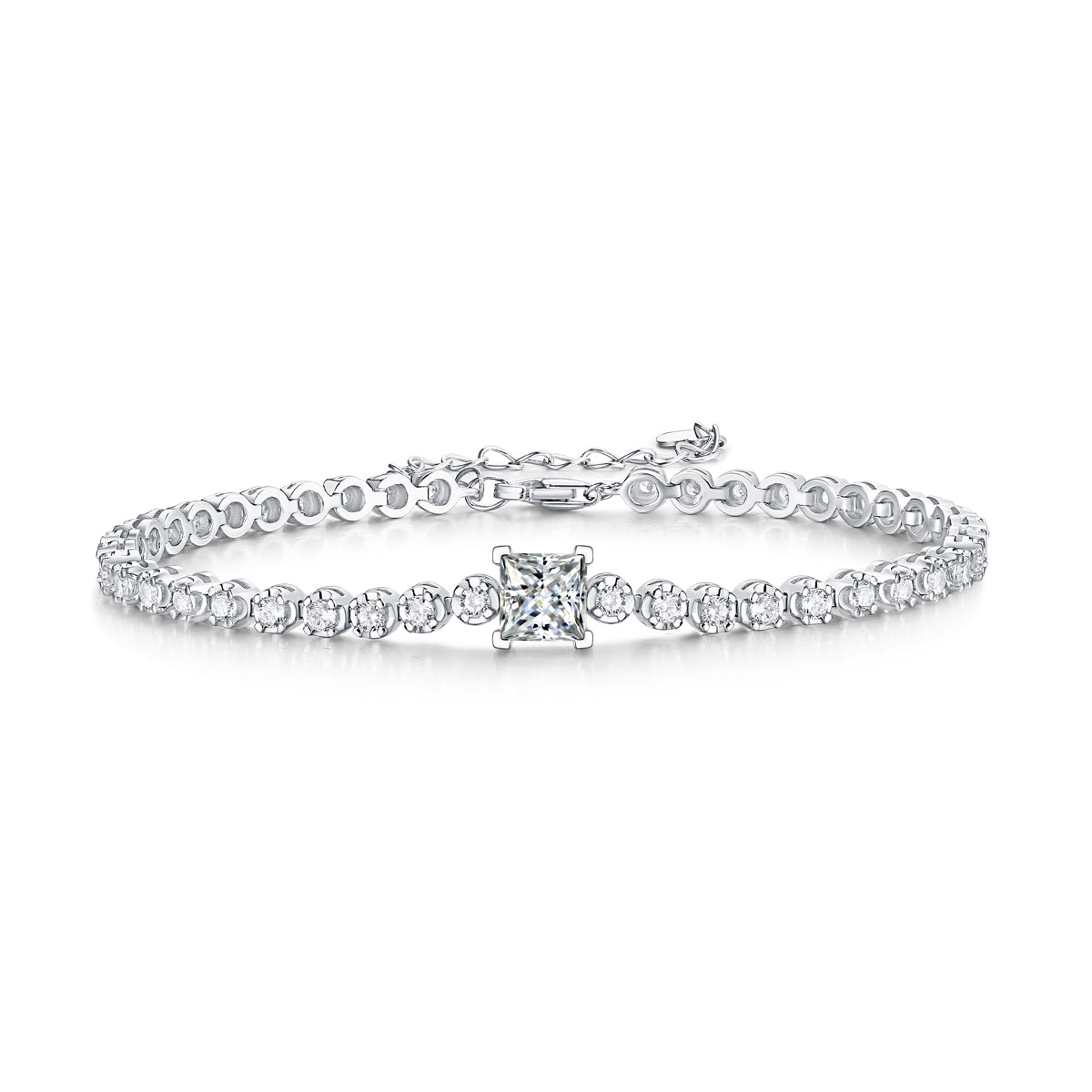 Rubik's Cube - S925 Platinum Plated Moissanite Bracelet Set