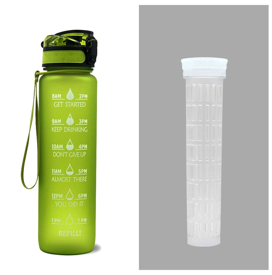 Water Bottle  1L with Time Marker - Leakproof Sports Bottle with Bounce Cover