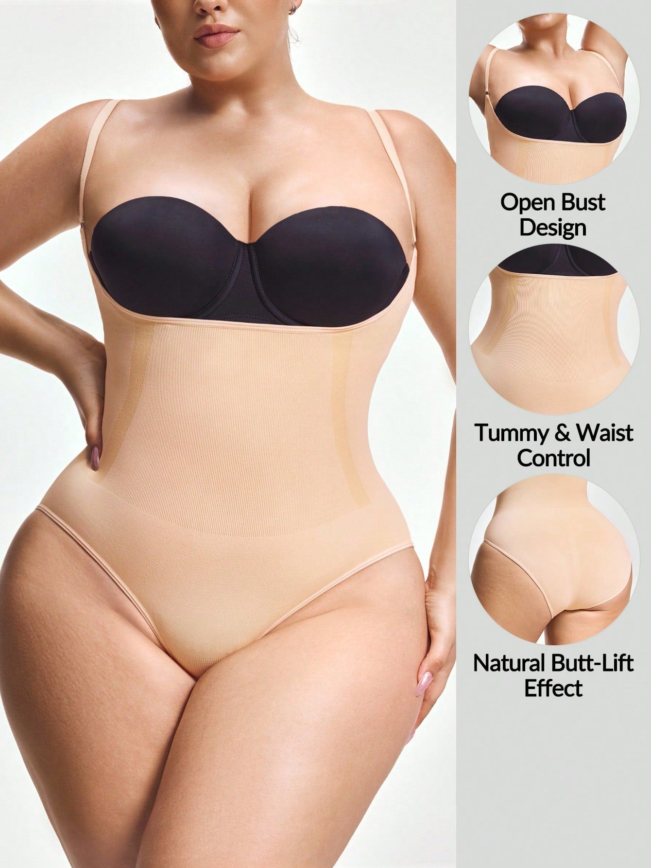 Women's Open Bust Bodysuit Shapewear - Waist Trainer & Butt Lifter