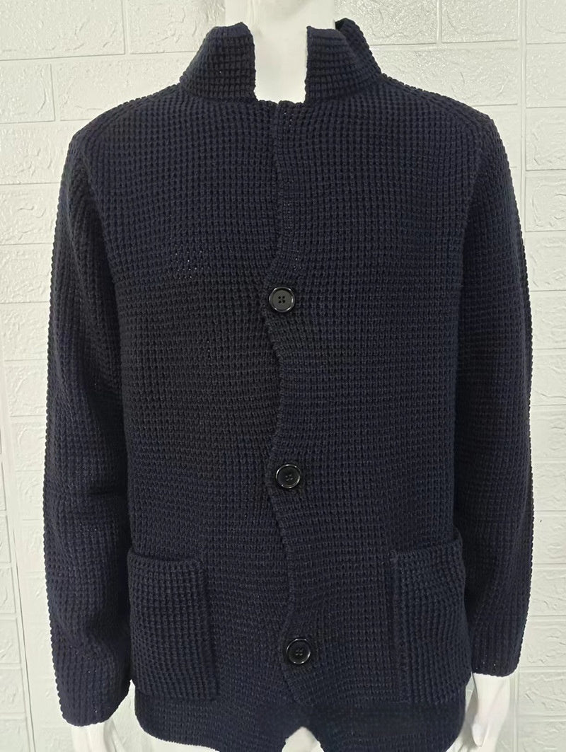 Men's Slim Fit Stand Collar Knit Cardigan