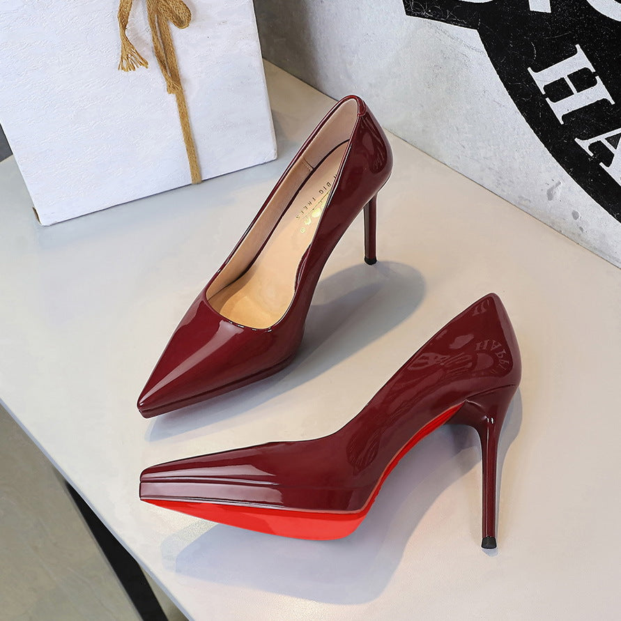 Women's Professional Patent Leather Stiletto Heel Pumps - Elegant High Heel Shoes
