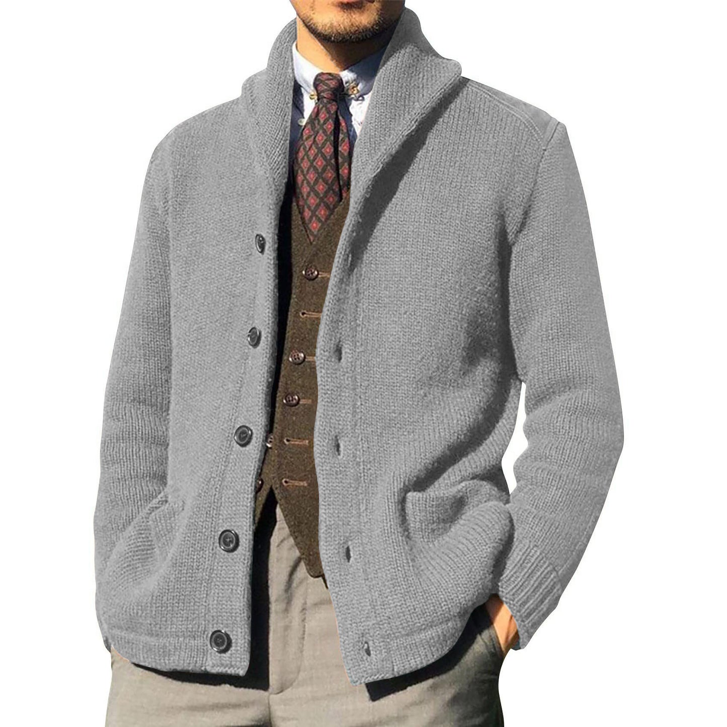 Men's Long Sleeve Knit Cardigan