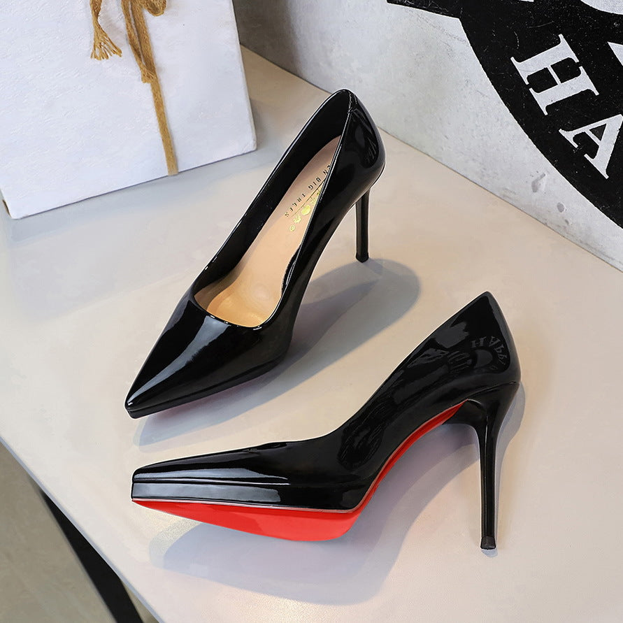 Women's Professional Patent Leather Stiletto Heel Pumps - Elegant High Heel Shoes